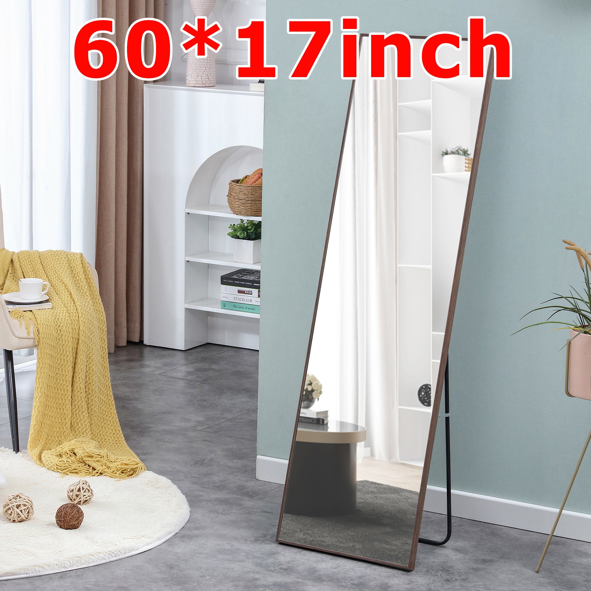 Brown Solid Wood Frame Full-length Mirror, Dressing Mirror, Bedroom Home Porch, Decorative Mirror, Clothing Store, Floor Mounted Large Mirror, Wall Mo Brown Solid Wood Frame Full-length Mirror, Dressing Mirror, Bedroom Home Porch, Decorative Mirror, Clothing Store, Floor Mounted Large Mirror, Wall Mo