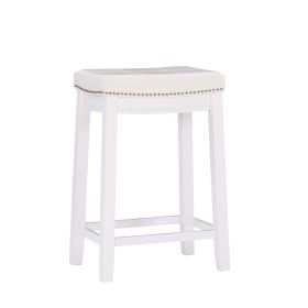 Claridge 26" Backless Indoor Counter Stool, White Finish with White Faux Leather, Includes 1 Stool