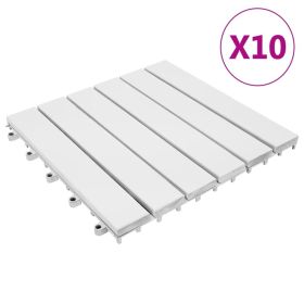 Decking Tiles 10 pcs White 11.8"x11.8" Solid Acacia Wood