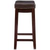 Claridge 32" Backless Indoor Bar Stool, Dark Brown with Beige Faux Leather, Includes 1 Stool