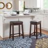 Claridge 32" Backless Indoor Bar Stool, Dark Brown with Beige Faux Leather, Includes 1 Stool