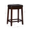 Claridge 32" Backless Indoor Bar Stool, Dark Brown with Beige Faux Leather, Includes 1 Stool