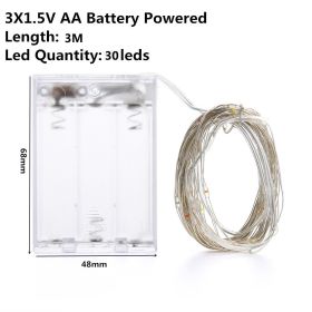 Christmas Light Led Outdoor Battery USB Powered 2m 5m10m String Lights Cooper Wire Garland Wedding Party Decoration Fairy Lights (Option: Pink-3m AA battery)
