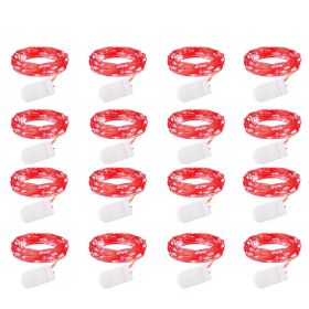 16 Pack Led Fairy Lights Battery Operated String Lights Waterproof Silver Wire 7 Feet 20 Led Firefly Starry Moon Lights For DIY Wedding Party Bedroom (Color: Red)