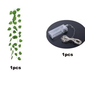 1 Roll Of Artificial Ivy Leaf Plants With LED String Lights (86.6''); Green Vine Garland Hanging Lights For Wall Party Wedding Room Home Kitchen Indoo (Color: Green Dill)