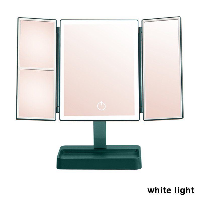 360° Adjust Foldable Makeup Mirror With LED Light Rechargeable Wireless 1-3X Magnifying 3 Tone Light Desktop Vanity Mirror Table 360° Adjust Foldable Makeup Mirror With LED Light Rechargeable Wireless 1-3X Magnifying 3 Tone Light Desktop Vanity Mirror Table