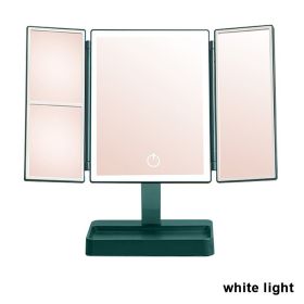 360¬∞ Adjust Foldable Makeup Mirror With LED Light Rechargeable Wireless 1-3X Magnifying 3 Tone Light Desktop Vanity Mirror Table (Ships From: CN, Emitting Color: white light1)
